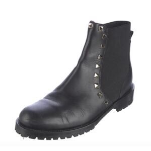 Valentino Rockstud Accents Leather Chelsea Boots